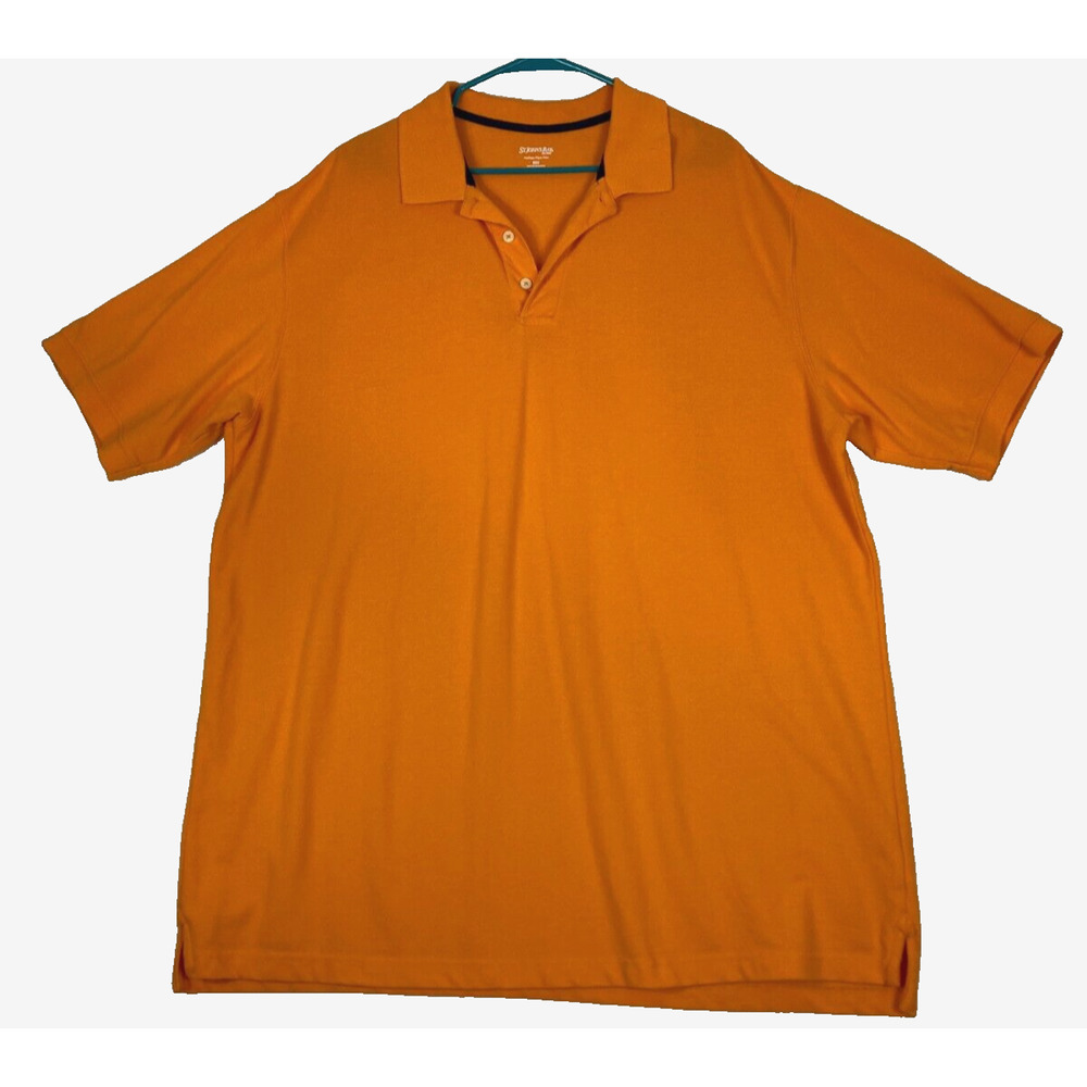 St Johns Bay Heritage Pique Polo Mens 2XLT Orange Short Sleeve Cotton Shirt